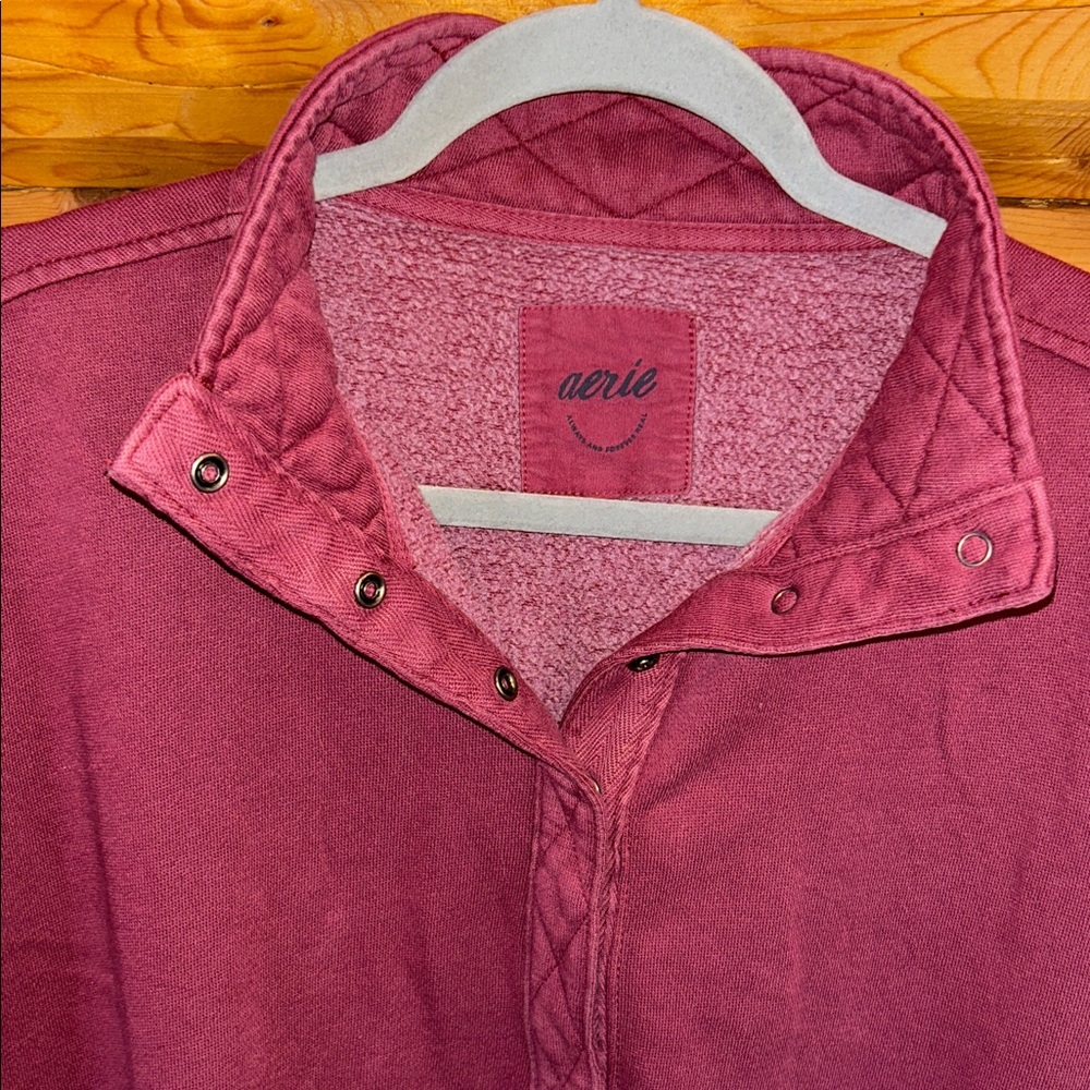 Aerie EUC Oh Snap! Sweatshirt Size Medium in Deep Cherry - Picture 15 of 15